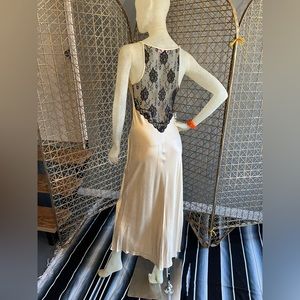 Vintage Champagne and Black lace Victoria’s Secret silk dress